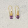 Viola Amethyst And Pearl Gold Drop Earrings Heidi Kjeldsen Jewellery ER4949 still