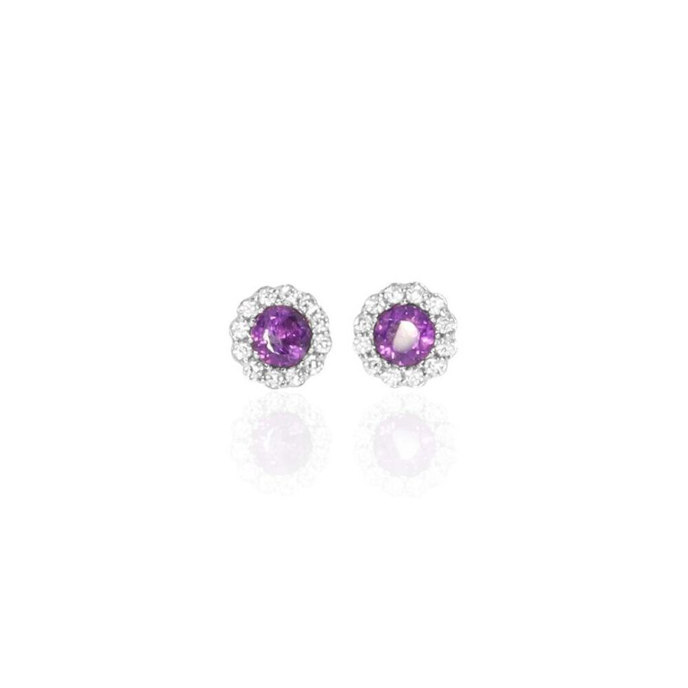 Viola Amethyst Cluster Silver Earrings Heidi Kjeldsen Jewellery ER4982 white