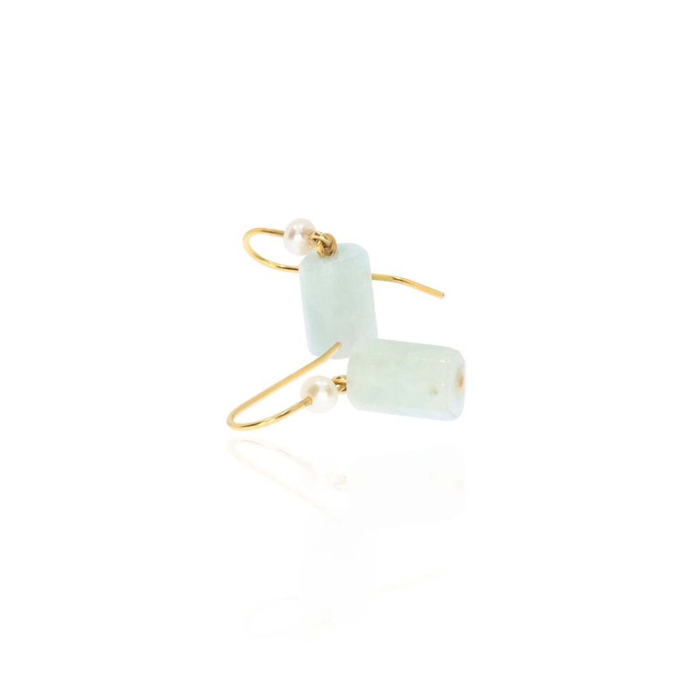 Aquamarine And Pearl Gold Drop Earrings Heidi Kjeldsen Jewellery ER5012 white