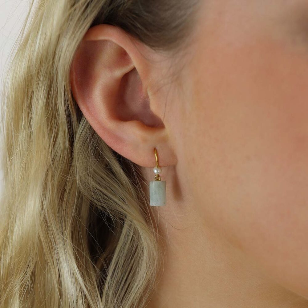 Asta Aquamarine and Pearl Earrings Heidi Kjeldsen jewellery ER5012 model