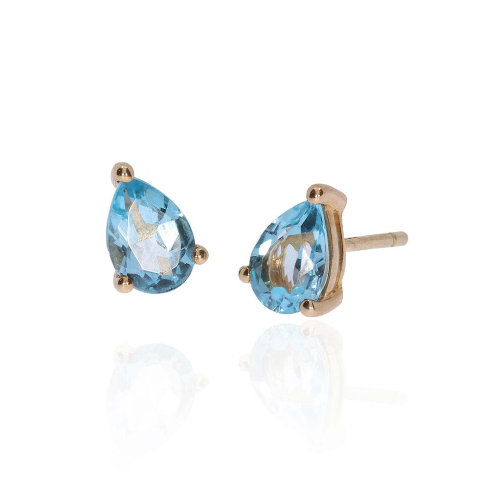 Blue Topaz Pear Gold Earrings Heidi Kjeldsen Jewellery ER5022 white