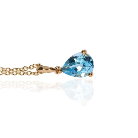 Blue Topaz and Gold Pear Pendant Heidi Kjeldsen Jewellers P1667 white1