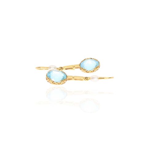 Blue Topaz and Pearl Drop Earrings Heidi Kjeldsen Jewellery ER5013 white
