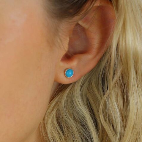Casper Tourquoise Silver Earstuds Heidi Kjeldsen Jewellery ER5018 Model (1)