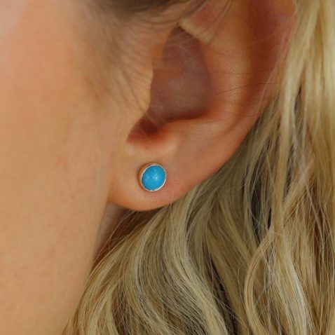 Casper Tourquoise Silver Earstuds Heidi Kjeldsen Jewellery ER5018 Model (3)