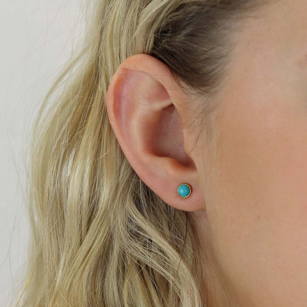 Casper Turquoise Cabochon Earrings Heidi Kjeldsen Jewellery ER4967 Model
