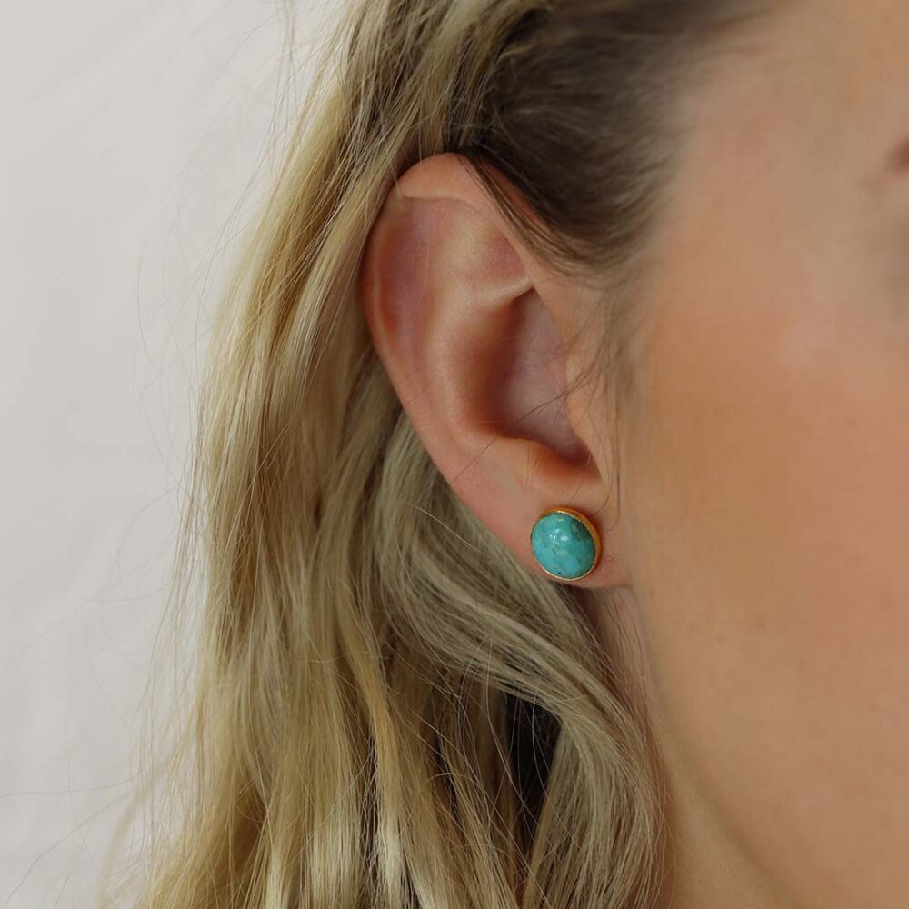 Casper Turquoise Cabochon Earrings Heidi Kjeldsen jewellery ER4961 model