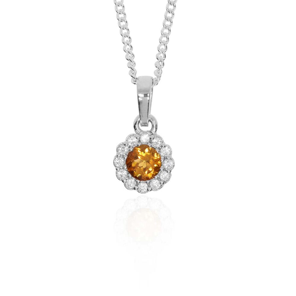 Dorit Citrine Cluster Silver Pendant Heidi Kjeldsen Jewellery P1653 white