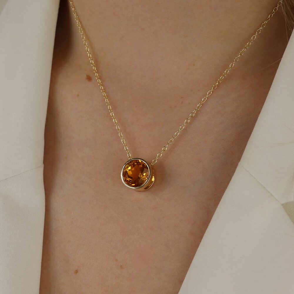 Dorit Round Citrine Pendant Heidi Kjeldsen Jewellers P1671