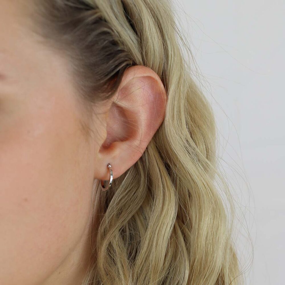 Eliza 9ct White Gold Square Tube Earrings Heidi Kjeldsen Jewellery ER4920 model