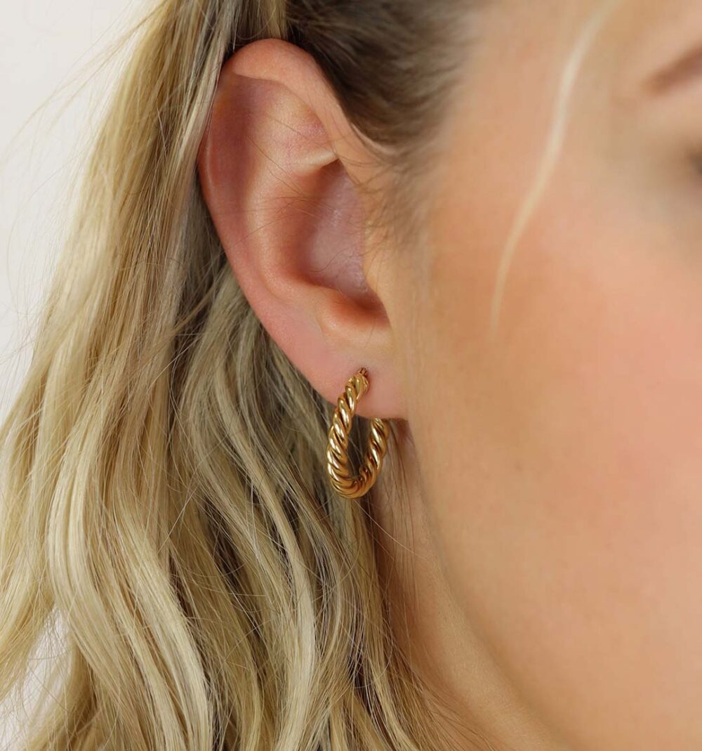 Eliza Yellow Gold Twist Earrings Large Heidi Kjeldsen Jewellery ER4924 Model