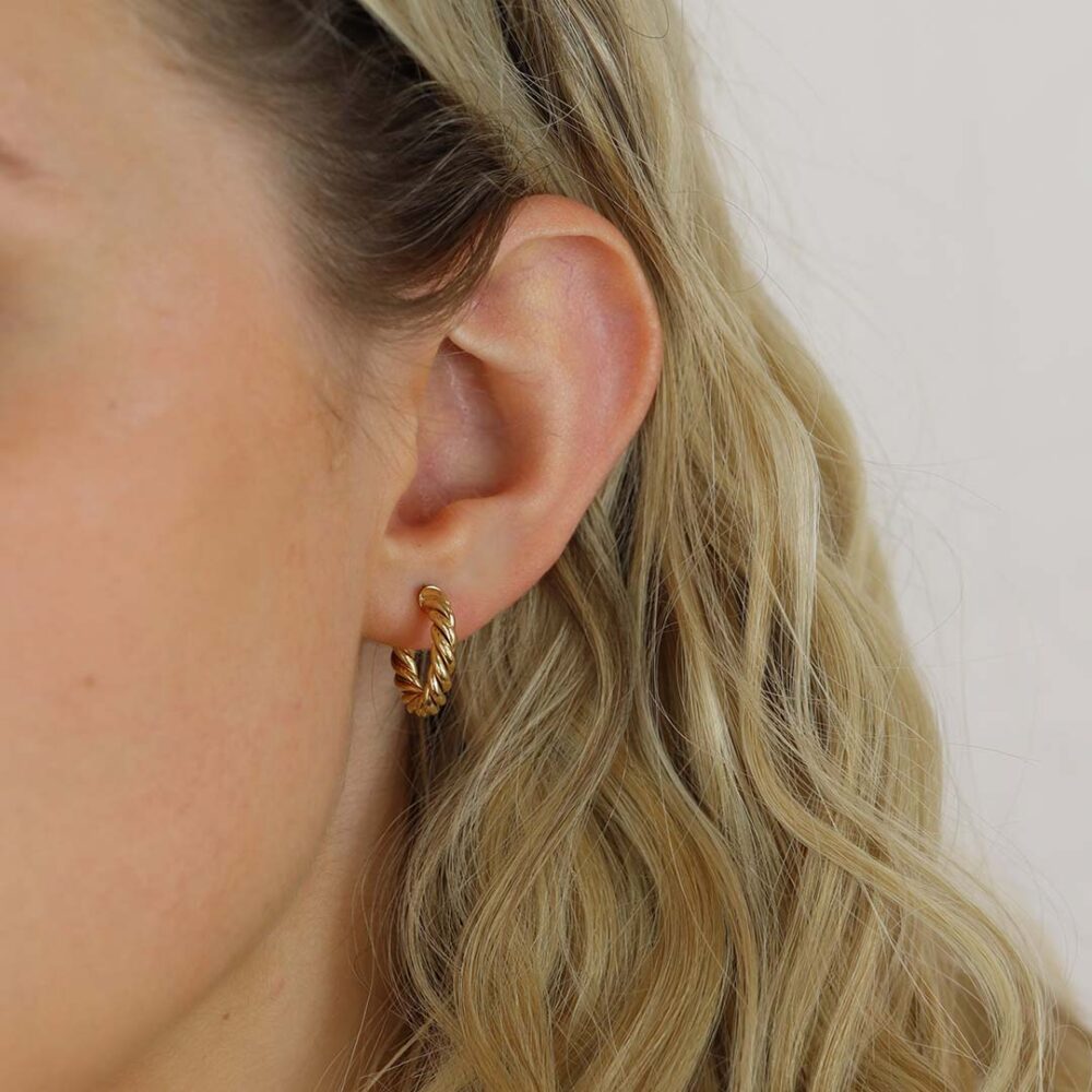 Eliza Yellow Gold Twist Earrings Small Heidi Kjeldsen Jewellery ER4923 Model