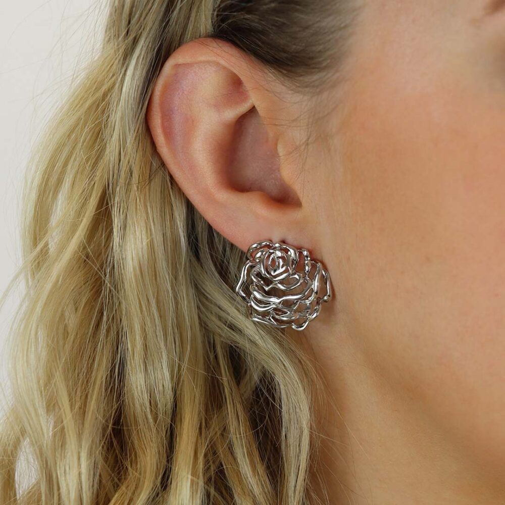 Fei Liu Rose Silver Earrings Heidi Kjeldsen Jewellery ER4974 model