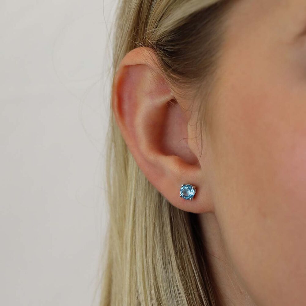 Freja Blue Topaz Gold Earstuds Heidi Kjeldsen Jewellers ER5021