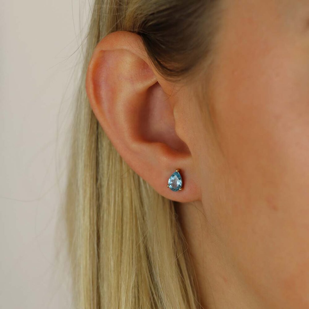 Freja Blue Topaz Pear Shaped Earstuds Heidi Kjeldsen Jewellers ER5022
