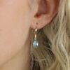 Freja Blue Topaz and Pearl Drop Earrings Heidi Kjeldse Jewellery ER5013 model