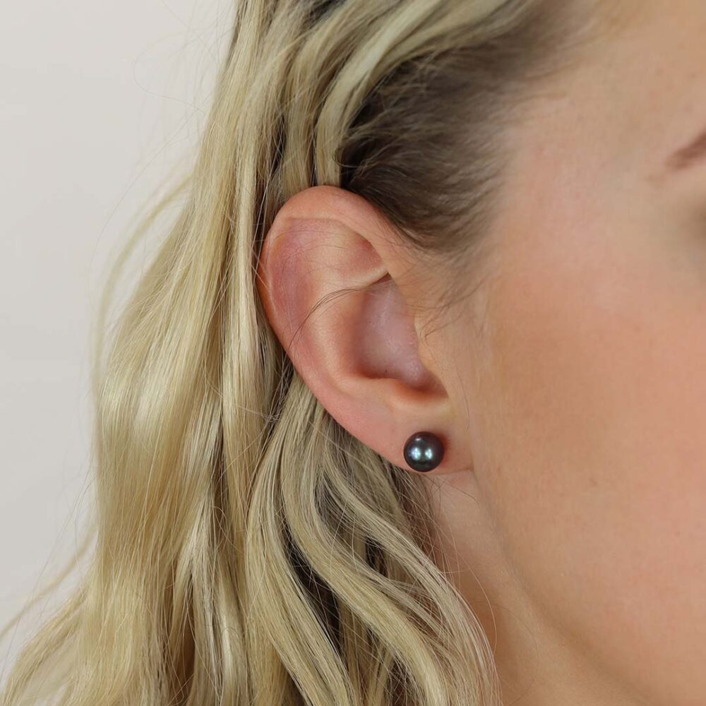 Grete Black Cultured Pearl Earrings Heidi Kjeldsen Jewellery ER4836 Model
