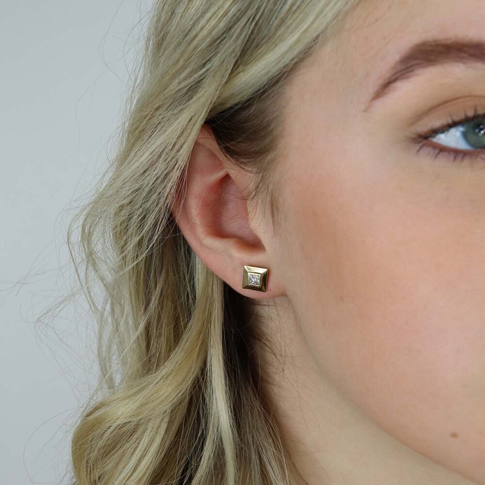 Hanne Princess Cut Diamond Earrings Heidi Kjeldsen Jewellery ER4996 model