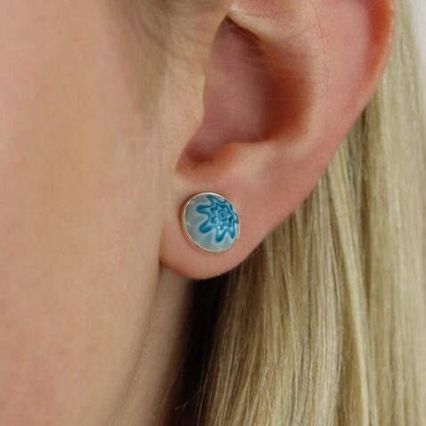 Heidi Blue Floral Glass Earstuds Heidi Kjeldsen Jewellers ER5017