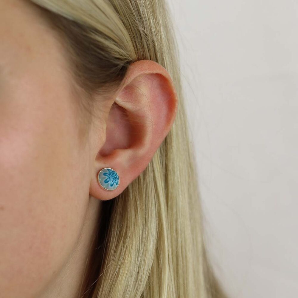 Heidi Blue Floral Glass Earstuds Heidi Kjeldsen Jewellers ER5017