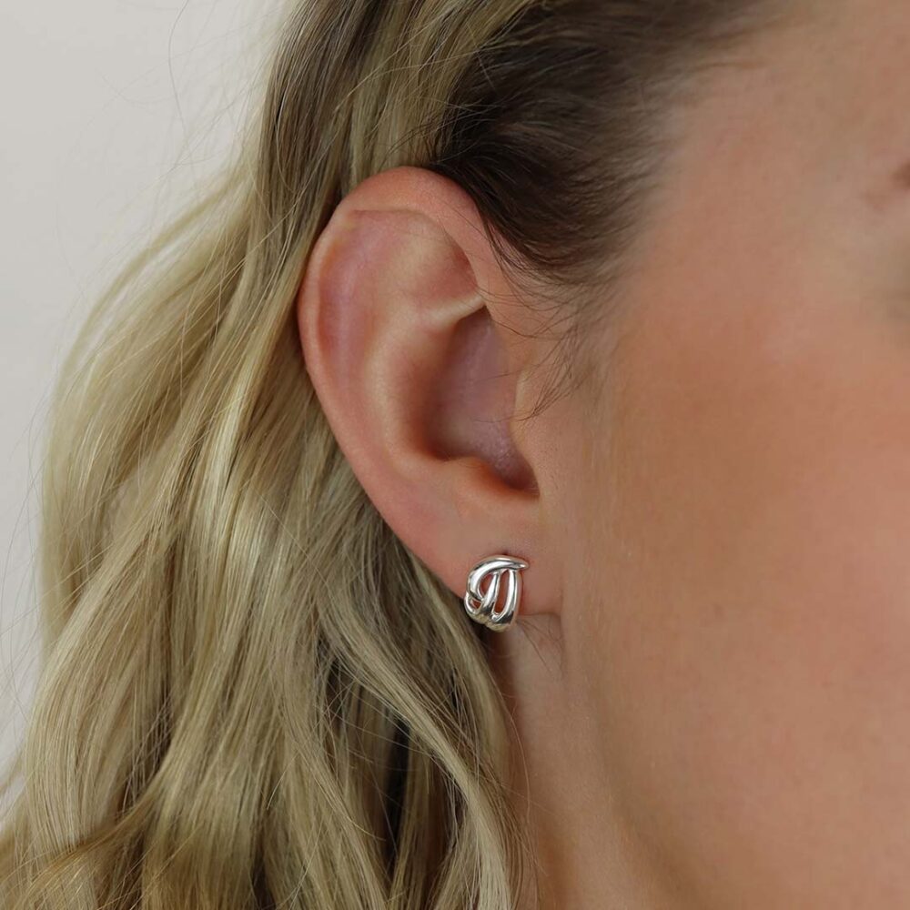 Helle Entwinded Silver Earrings Heidi Kjeldsen Jewellery ER4957 Model