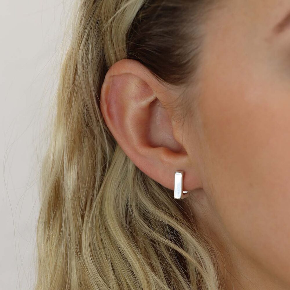 Helle Huggie Silver Earrings Heidi Kjeldsen Jewellery ER4915 Model