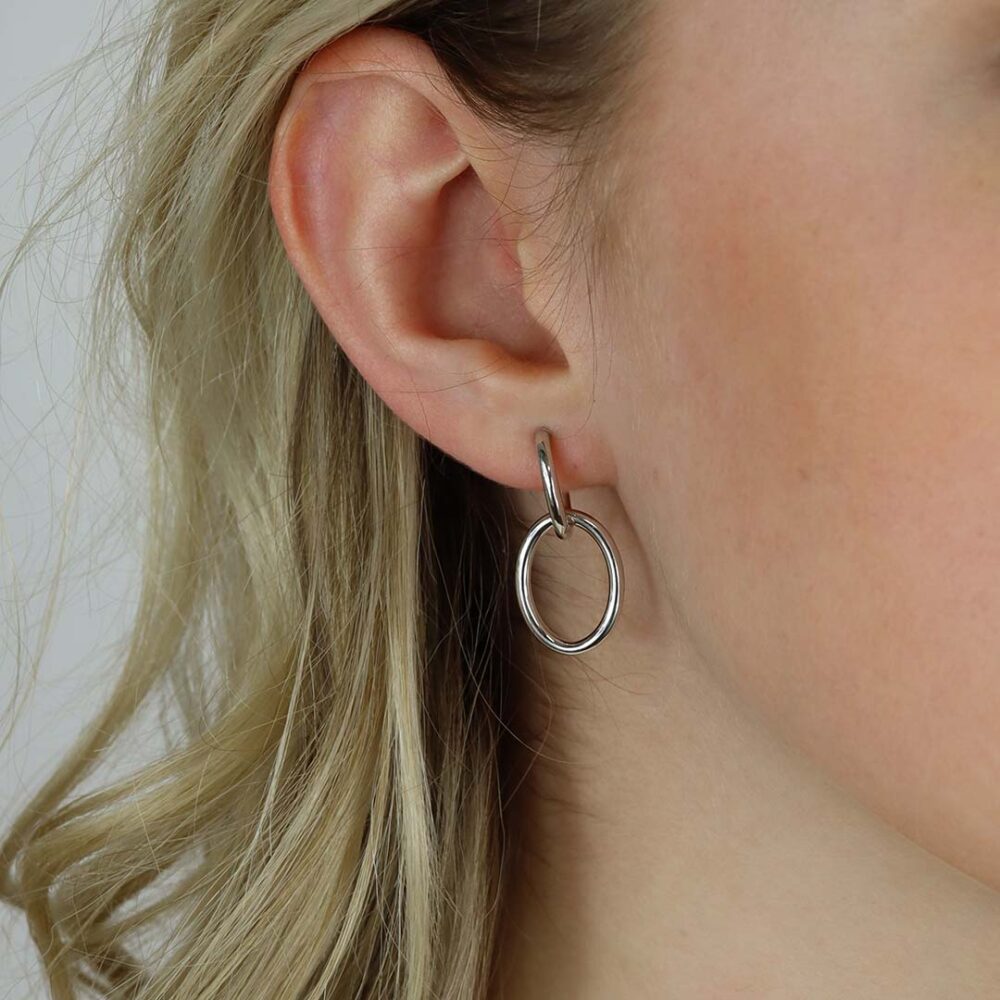 Helle White Gold Double Hoop Earrings Heidi Kjeldsen Jewellery ER4916 model 2