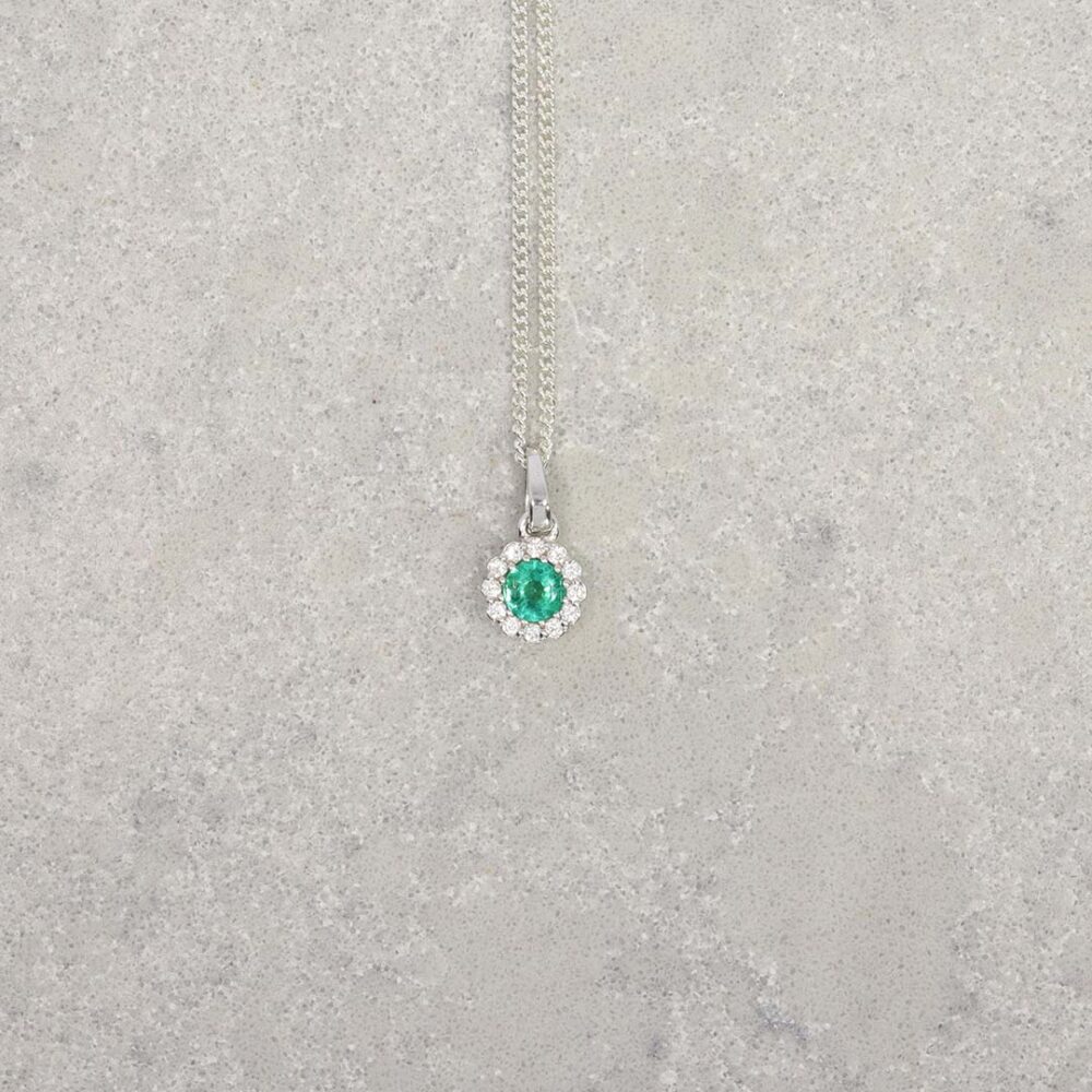 Jette Emerald Cluster Silver Pendant Heidi Kjeldsen Jewellery P1654 still