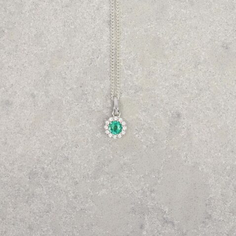 Jette Emerald Cluster Silver Pendant Heidi Kjeldsen Jewellery P1654 still