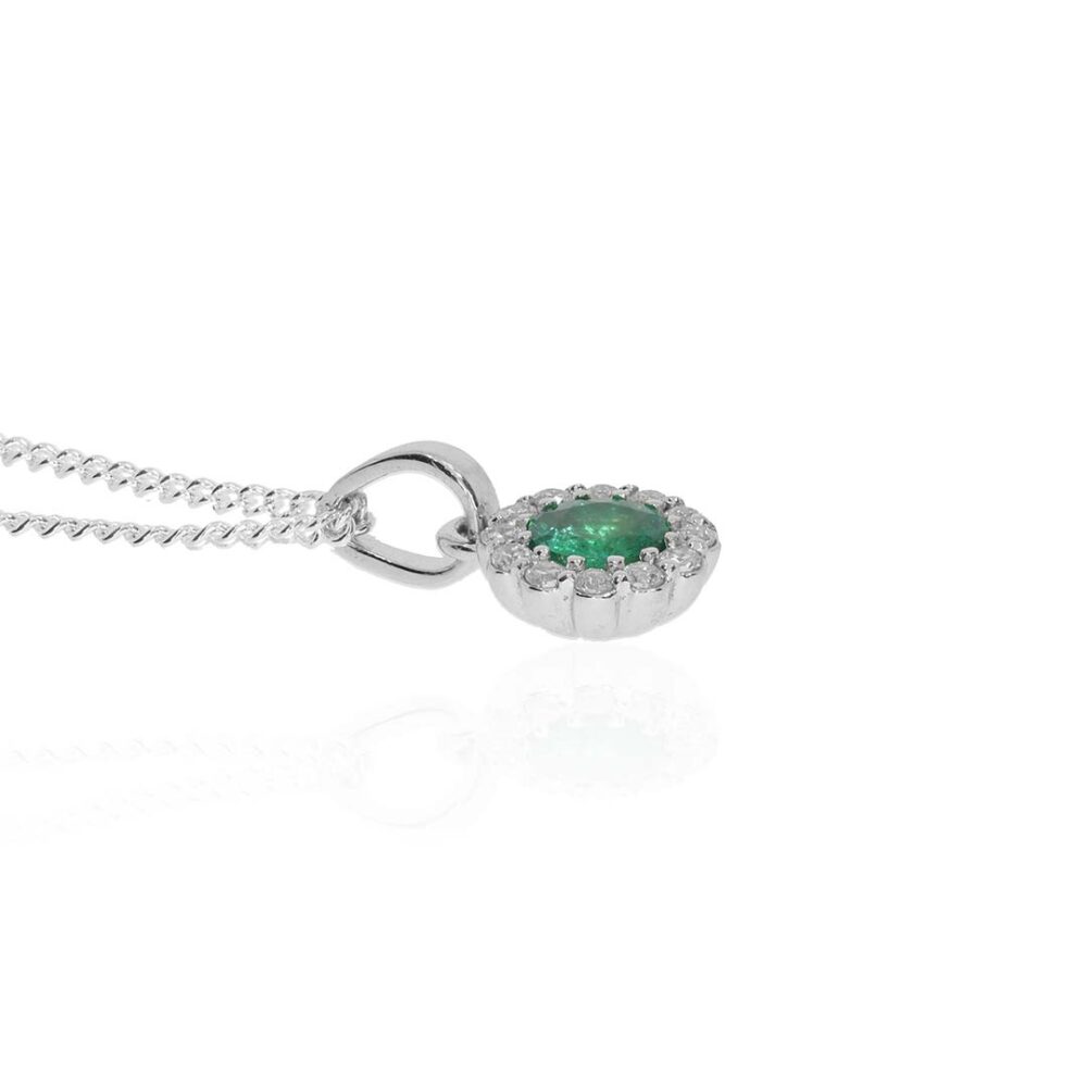 Jette Emerald Cluster Silver Pendant Heidi Kjeldsen Jewellery P1654 white