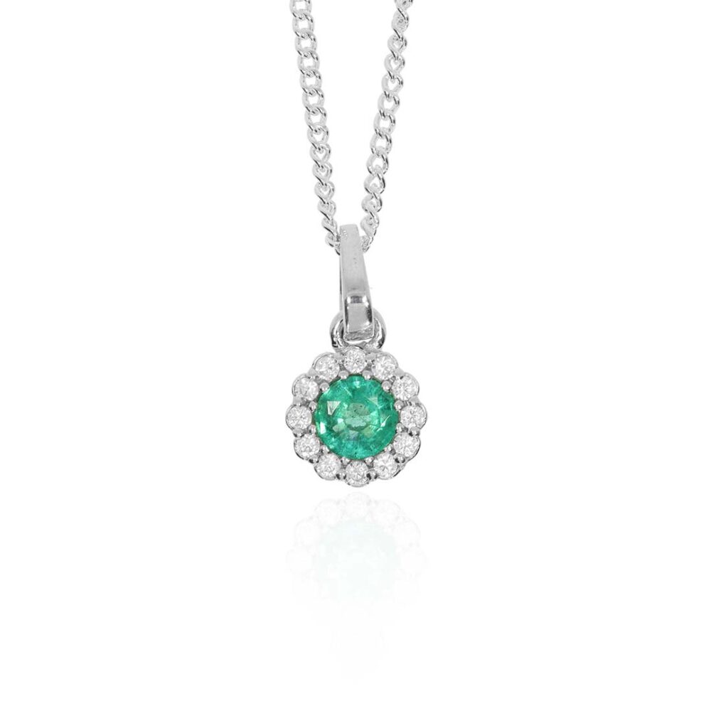 Jette Emerald Cluster Silver Pendant Heidi Kjeldsen Jewellery P1654 white1