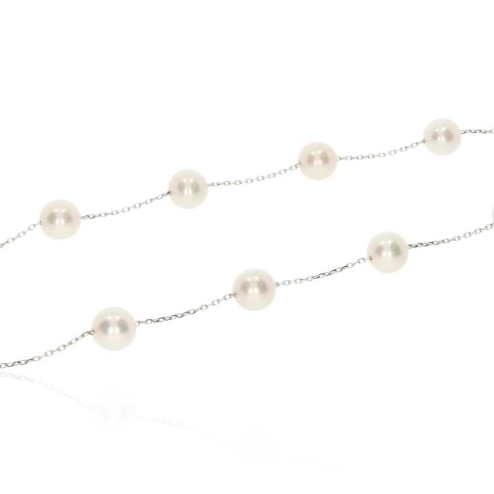 Margit Akoya Pearl and White Gold Necklace By Heidi Kjeldsen Jewellery NL1215 flat