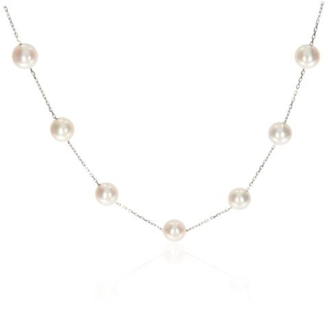 Margit Akoya Pearl and White Gold Necklace By Heidi Kjeldsen Jewellery NL1215 hanging