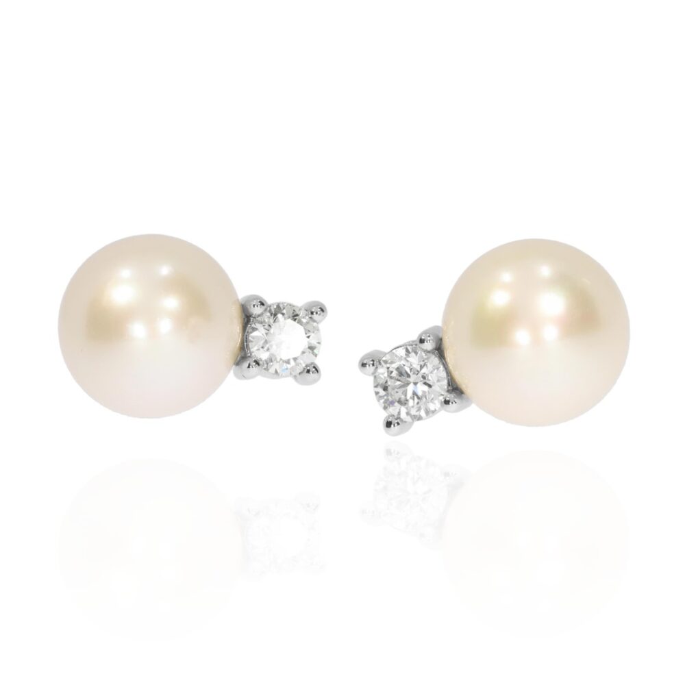 Margit Cultured Pearl and Diamond Earrings Heidi Kjeldsen Jewellery ER4777 flat