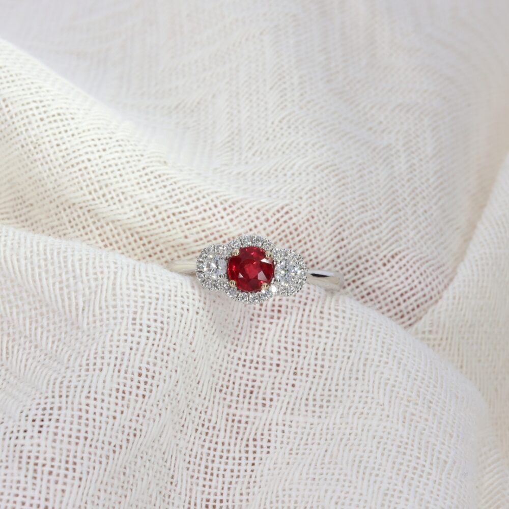 Mathilde Glorious Ruby and Diamond Cluster Ring by Heidi Kjeldsen Jewellery R1203 white