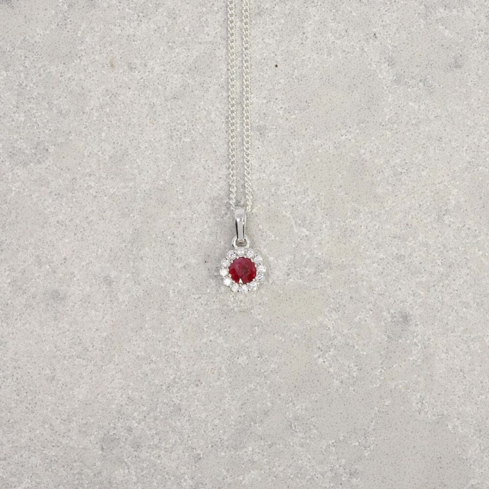 Mathilde Ruby Cluster Pendant Heidi Kjeldsen Jewellery Designer P1656 still