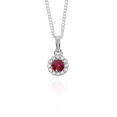 Mathilde Ruby Cluster Pendant Heidi Kjeldsen Jewellery Designer P1656 white