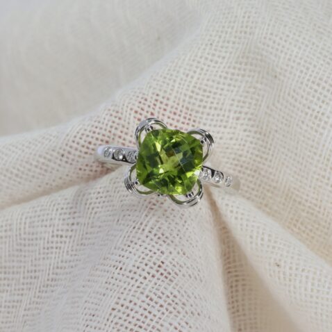 Nanna Natural Peridot And Diamond Dress Ring Close R1539 Heidi Kjeldsen Jewellery