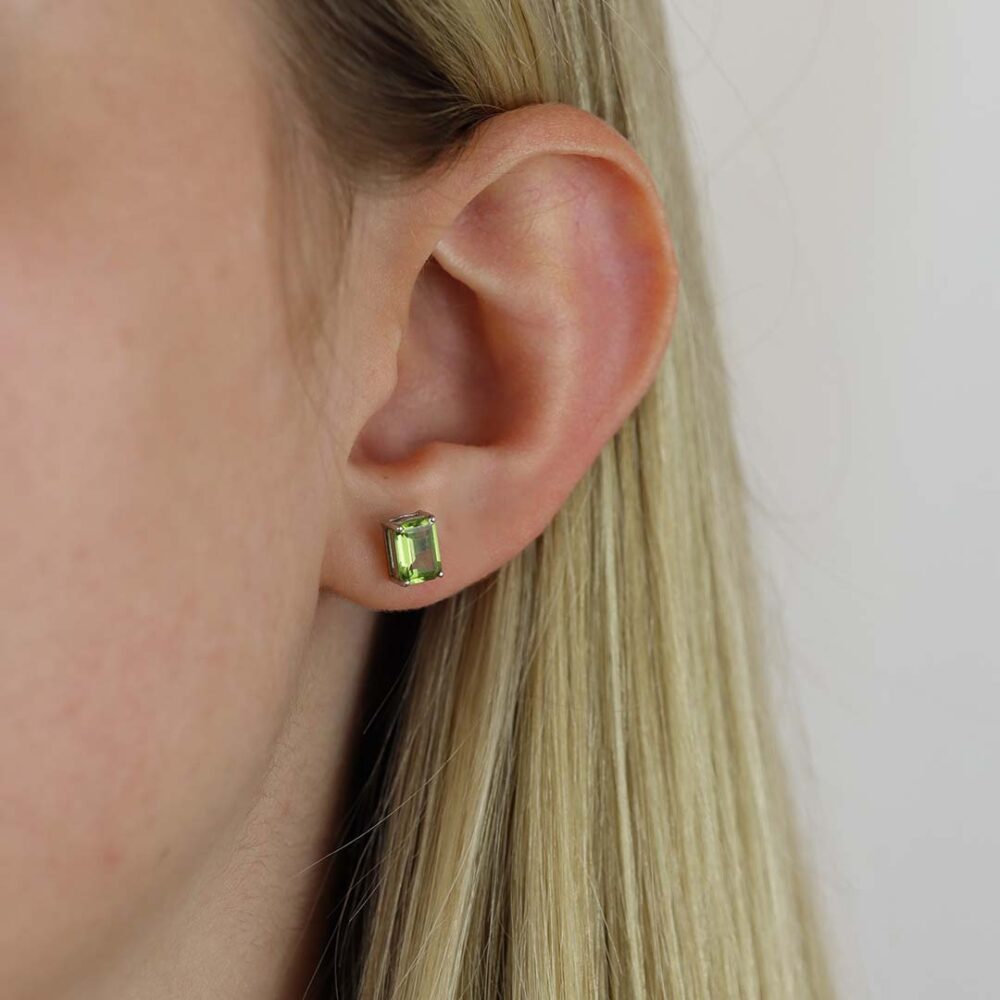Nanna Peridot Emerald Cut Earstuds Heidi Kjeldsen Jewellers ER4889