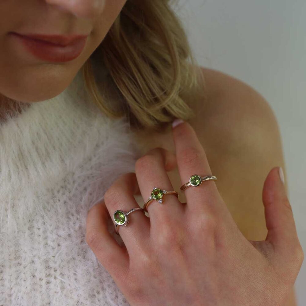 Nanna Peridot Rings and Green Tourmaline Diamond Ring Heidi Kjeldsen Jewellery R1868 R1825 R1751 model 1