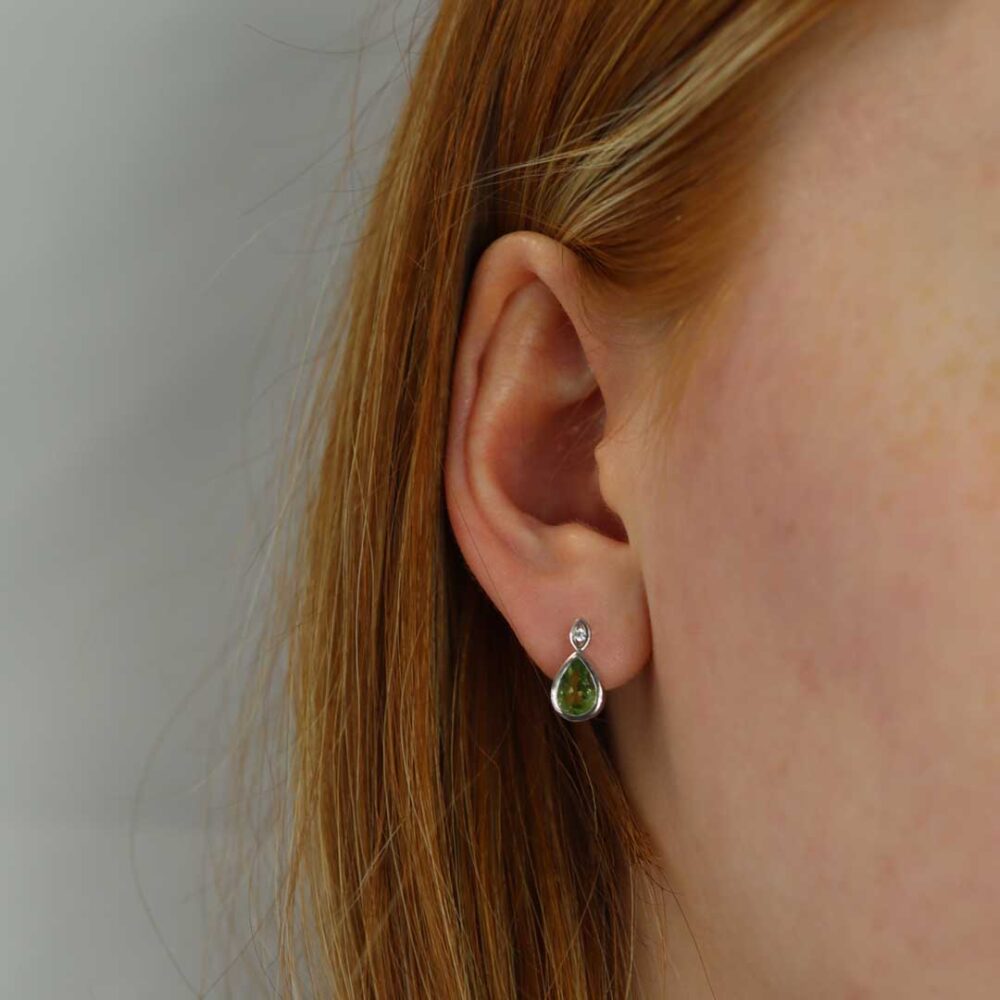 Nanna Peridot and Diamond Earrings Heidi Kjeldsen Jewellery ER2623 model1