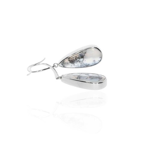 Per Dendritic Opal Silver Drop Earrings Heidi Kjeldsen Jewellery ER4851 white