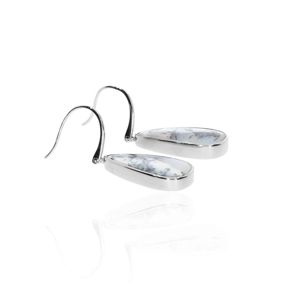 Per Dendritic Opal Silver Drop Earrings Heidi Kjeldsen Jewellery ER4851 white1