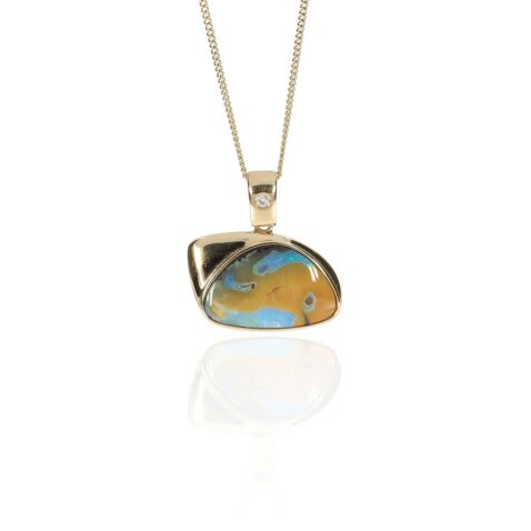 Per Winton Boulder Opal Pendant Heidi Kjeldsen Jewellery P1570 hanging