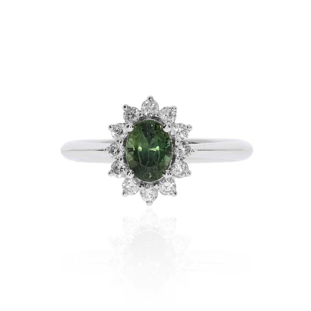 Sara Green Sapphire Diamond Cluster Ring Heidi Kjeldsen Jewellery R4934 white