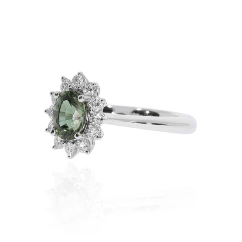 Sara Green Sapphire Diamond Cluster Ring Heidi Kjeldsen Jewellery R4934 white1
