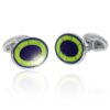 Sara Lime Green Navy Oval Enamelled Cufflinks Heidi Kjeldsen Jewellers CL0286 front