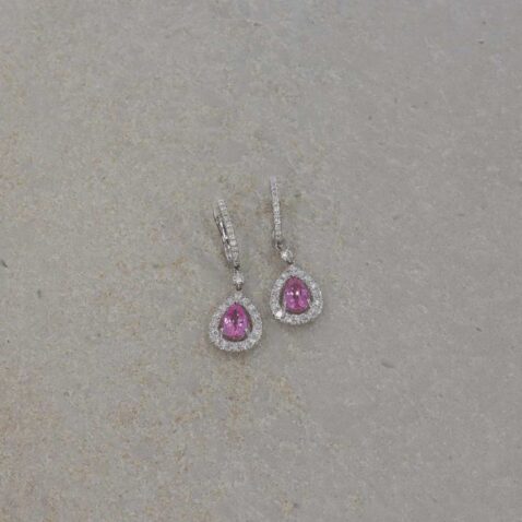 Sara Pink Sapphire and Diamond Earrings By Heidi Kjeldsen jewellery ER4807 still