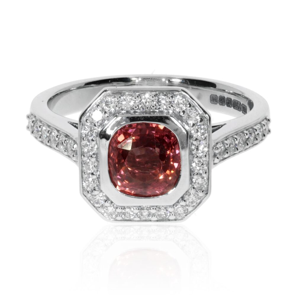 Sara Pink Sapphire and Diamond ring Heidi Kjeldsen Jewellers R1669 front