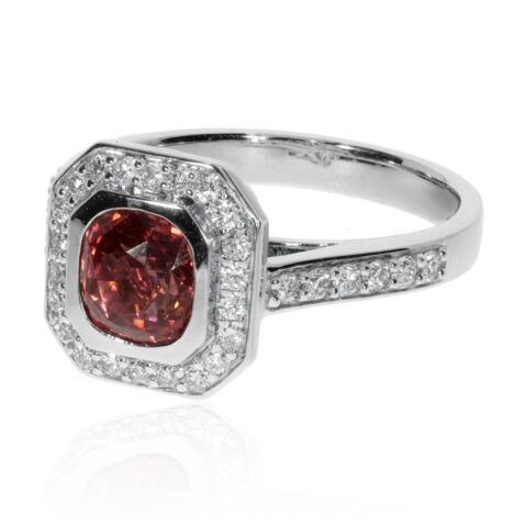 Sara Pink Sapphire and Diamond ring Heidi Kjeldsen Jewellers R1669 side